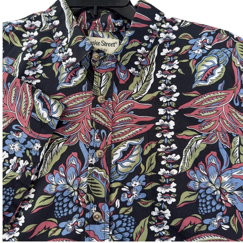 Cooke Street Mens L Aloha Shirt Floral Hawaiian Cotton Lei Tropical